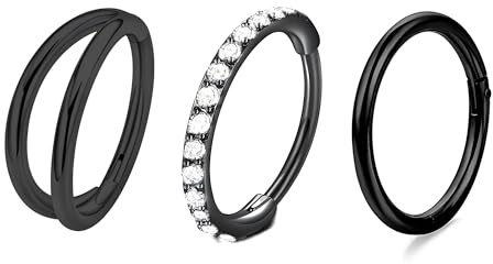 Decentraland 3 Stück 16G Durchmesser 8 mm Silber Nasenringe Creolen 316L Edelstahl Septum Clicker Lippenringe Knorpelohrring Helix Rook Tragus Für Männer Und Frauen