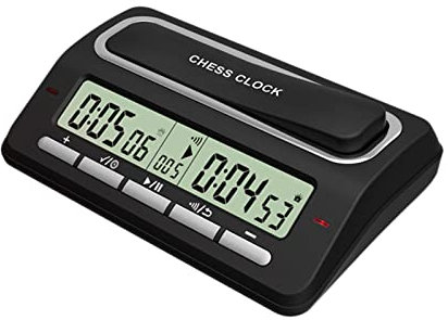 Tbest Digitale Schachuhr, Elektronischer Schach-Timer, Tragbarer Multifunktions-Schach-Timer, Schachuhr für Brettspiele