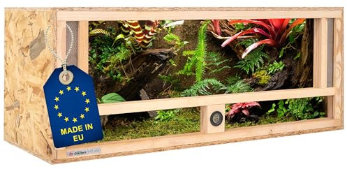 ITA Holz Terrarium 100x40x40 cm mit Frontbelüftung & Integriertem Hygrometer - Holzterrarium aus OSB-3 Platten - Terrarien für Reptilien, Schlangen, Amphibien - EU Produkt, FSC Zertifiziert