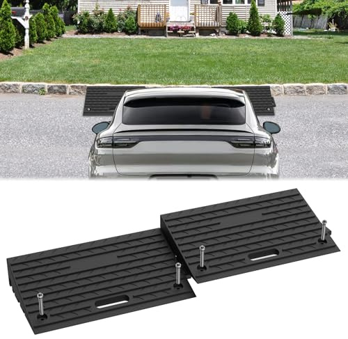 Froadp 2 Stück Bordsteinrampe, Türschwellenrampe aus Gummi Randstein Rampe für Auto, Motorrad, Rollstuhl Fahrzeug Rampe Türschwelle für 10 cm Hohe Bordsteinkanten, Schwarz - 53x32x10 cm