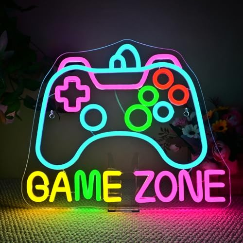 Wanxing Game Zone Neon Schild,Wand Spiel Led Schild,Game Neon Sign für Spielzone Party Zimmer Deko Shop Zuhause Küche Wanddekoration Bar Restaurant Club Geschäftlich Party