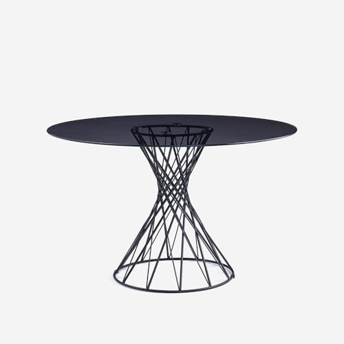 Produce Shop Tavolo di Design Rotondo Moderno in Vetro Nero 120cm per Soggiorno Naji