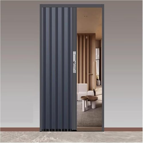 Porta A Soffietto Scorrevole In Alluminio,Porta Scorrevole Pieghevole In Metallo,Porte Interne Per La Privacy,Divisorio Per Stanza,Porta Dell'Armadio,Porte A Soffietto,32x80in(81x203cm)
