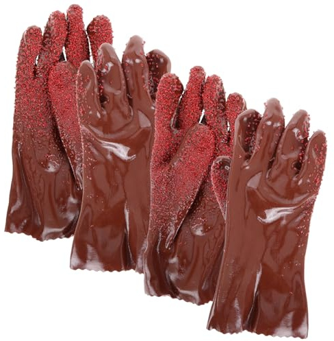 iplusmile 2 Pairs Heavy Duty Waterproof Pvc Plumber's Snake Gloves Reusable Non-slip Sewer Cleaning Gloves for Drain Maintenance and Electrical Work