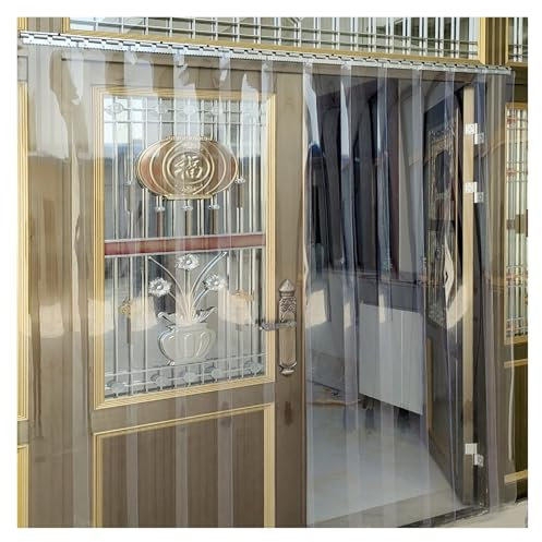 Cortina de PVC transparente – Tiras de vinilo de ahorro de energía para espacios comerciales, supermercados y almacenes, cortinas de listones de plástico fácil de instalar (165 x 260 cm)