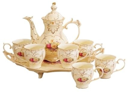 Bouilloire froide Service à thé avec tasse à eau for usage domestique, salon européen, tasse à eau en céramique, tasse à thé, ensemble de théière avec plateau Ensemble de carafe à eau pour eau froide/