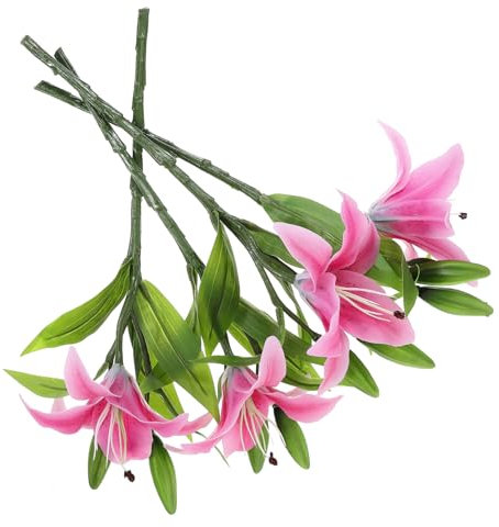 Mobestech 4piezas Lirios Falsos Flor Realista Decoración Hogar para Bodas Eventos