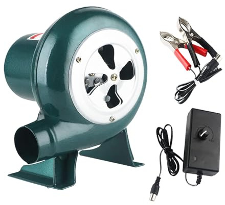 JOUFNING Centrifugalgrillar luftfläkt – 12 V elektrisk smed smide fläkt med regulator, variabel hastighet blåspump fläkt, kompakt bostäder brandstartare flamspänning (med regulator, 30 W)