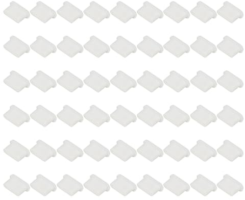 PATIKIL 0.6 Inch USB Type C Dust Plug, 60 Pcs Anti Dust Plug Cover Silicone Charging Cap Port Cover Protector Female End for USB Computer Cell Phone Port Device, White