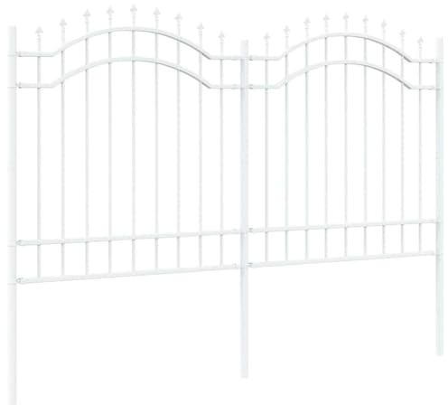 vidaXL Gartenzaun Weiß 165 cm Pulverbeschichteter Stahl, Garten- & Terrassenzaun, erweiterbare Paneele, moderne Outdoor-Trennwand, praktische Raumteiler