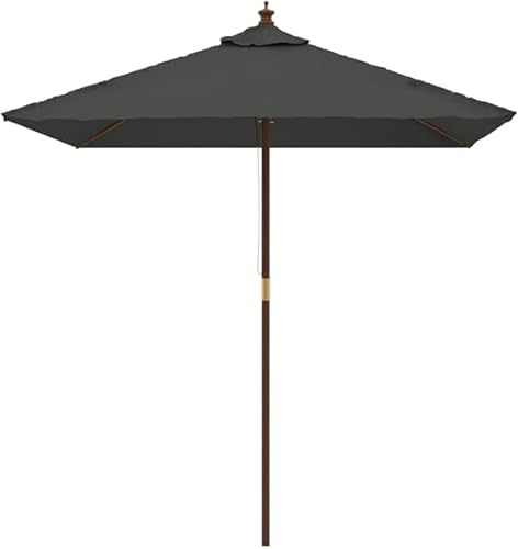 Parasol de Jardin Extérieur, Mât en Bois Anthracite Résistant, 198x198x231 cm, Parasol Terrasse et Balcon, Toile Polyester Anti-UV, Ventilation Intégrée, Système de Cordon, Parasol Plage Anti-Vent