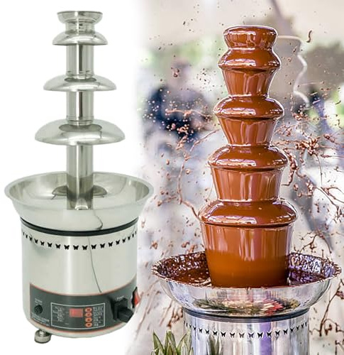YXZQLOZ Chocolate fountain machine, electric chocolate fountain machine stainless steel chocolate fondue fountain party chocolate cheese barbecue sauce liqueur (4tiers)