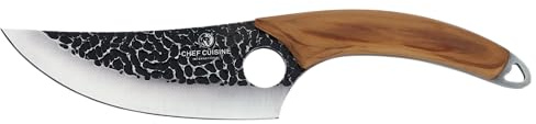 CHEF CUISINE BBQ Fleischmesser mit Griff aus Olivenholz, 13,5 cm, Antihaft-Carbon-like-Beschichtung, ideal zum Zerteilen von Spareribs und großen Fleischstücken