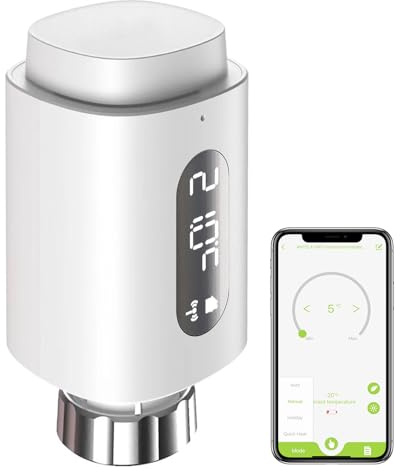 Smart Heizkörperthermostat mit APP WLAN ANTELA Digitale Display zur Kontrolle der Heiztemperatur, Kompatibel Alexa, Google Home, Zeitpläne, 1PC
