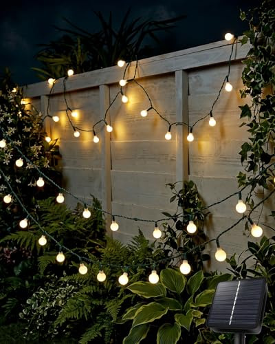 AdalyRoma Cadena de luces solares de exterior - 14 m - 120 LED - 8 modos de iluminación - Resistente al agua IP65 - Blanco cálido - Ideal para jardín, balcón, terraza y árboles