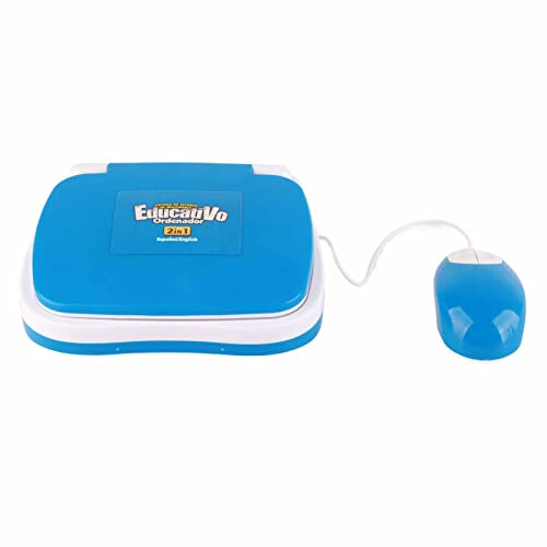 TYTOGE Máquina de Aprendizaje para Niños, Función de Música en Inglés y Español, Computadora Portátil Educativa Interactiva para Niños (Azul)