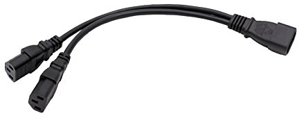 Leen4You Power Extension Cable Single C14 Male to Dual C13 Female Power Y-Lead Cable Splitter Adapter Cord Short Cable Black
