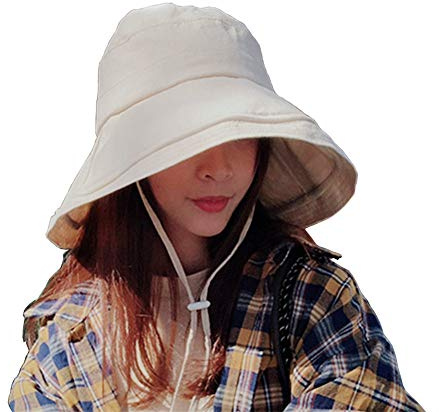 JYOHEY Sonnenhut Damen Weich Faltbarer Fischerhut Baumwolle Breite Krempe Gartenhut Strand uv Sommerhut Damen