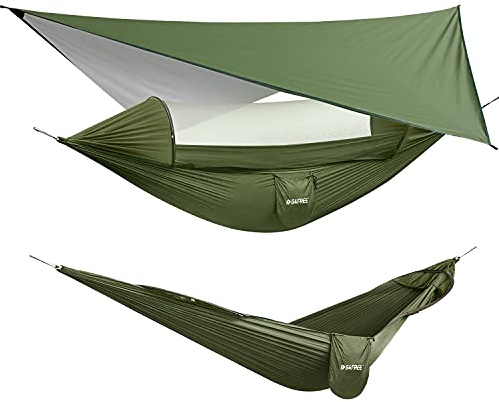 G4Free Large Camping Hammock with Mosquito Net and Rain Fly- 2 Person Portable Hammock with Bug Net and Tent Tarp for Outdoor Hiking Camping Backpacking Travel