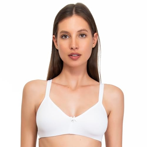 SÌèLEI, Reggiseno Senza Imbottitura e Senza Ferretto, Realizzato in Cotone Biologico, 100% Naturale, Designed in Italy, Color Bianco, Taglia 6B