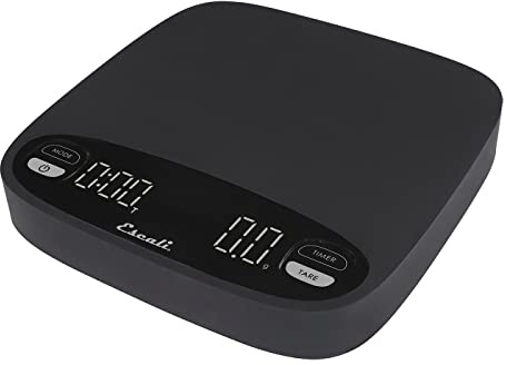 Escali Versi Coffee Scale with Timer, Weigh up to 6.6 lbs / 3,000 Grams, Rechargeable - Black, Standard