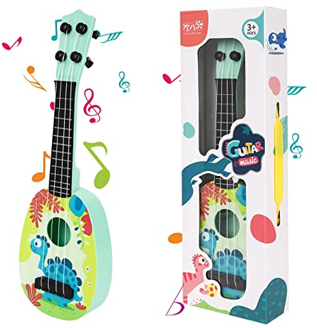 Kindergitarre,37cm Gitarre für Kinder,Mini Gitarre Ukulele Gitarre Spielzeug,Ukulele Instrument mit 4 verstellbaren Saiten Mini-Gitarre für Kleinkinder,Anfänger,Jungen,Mädchen,Geschenk (Style-B)