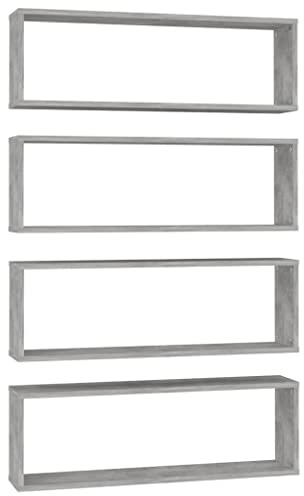 vidaXL Mensole Parete Cubo 4pz Grigio Cemento 80x15x26,5cm Multistrato