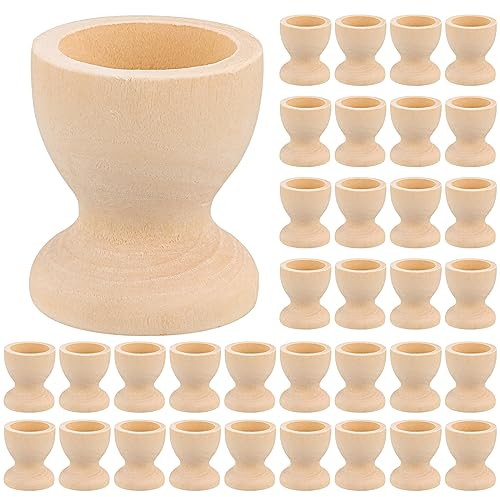 YAYODS Lot de 50 coquetiers en bois de hêtre naturel pour loisirs créatifs, accessoires de Pâques, fournitures de fête
