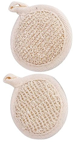 FRCOLOR 2pcs Serviette Exfoliante Beige Corps en Tissu Nid D'abeille Mousse Riche, Élimine la Poussière, Bain Quotidienne
