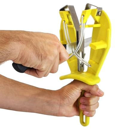 Bobet Sharp'Easy Manual Sharpener Kitchen Knives – Straightens and Maintains Blades (Yellow)