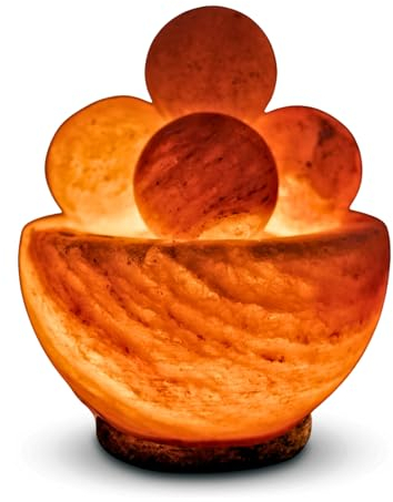 Lampe de Sel Bol avec 4 Boules Massage - Sculptée à la main -Ampoule et Câble Fournis - Décoration Relaxante-Purification d'Air - Massage de Bien-être au sel d'Himalaya Naturel - 1,9 kg - Zen'Light