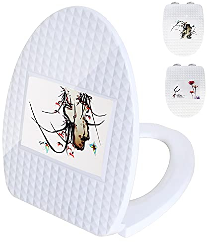 WC-Sitz, weiß, strapazierfähig, oval, Schnellverschluss, sanftes Schließen, Badezimmer, dekorativer WC-Sitz mit verstellbarem Edelstahlscharnier für einfache Reinigung (Farbe: Orchidee, Größe: