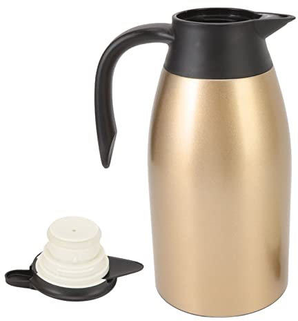 Brocca Isolata, Brocca in Acciaio Inossidabile con Coperchio Distributore Sottovuoto Isolante per caffè Caraffa per caffè Isolata Portatile da 2 Litri per Acqua Calda Latte Caffè