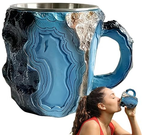 Generico Grandi Tazze Da Caffè - Effetto Trasparente,Tazza in Finto Realizzata a Mano con Bocca Larga e Resistenza alle Alte Temperature per Caffè, Tè e Latte