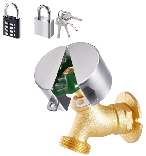 DOCEPERT Wasserhahn Schloss,Wasserhahn-Set FüR Den AußEnbereich, Edelstahl-Abdeckung FüR Den AußEnhahn, Geeignet FüR Garten, Zimmer Und KüChe Schlauchschloss (2 VorhäNgeschlöSser)