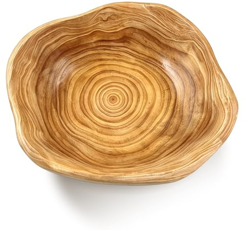 YNNHUDEEP Obstschale aus Natur Holz, Natur Holzschale SalatSchüssel, Handgemachte Dekoschale Unregelmäßige Kreative Obst Servierschüssel Dekoschale für Salate Obst Snack Schlüssel Dekor (20—24CM)