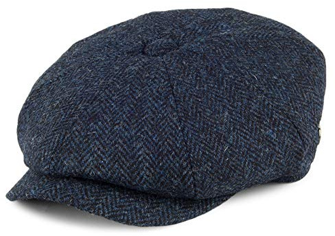 Jaxon & James Skye Harris Tweed Ballonmütze - Blau-Schwarz - M