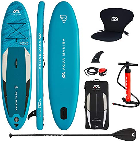 Aqua Marina Aufblasbar Sup Board Stand up Paddle AQUAMARINA Vapor Komplette Packung 315x79x15 cm mit Kajak Sitz