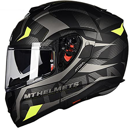 Motorcycle Modular Full Face Helmet, Flip Up Dual Visor Anti Fog Sun Shield DOT/ECE Approved Motorbike Moped Street Bike Racing Motocross Helmet with Bluetooth Space for Men Women,Shadow,L