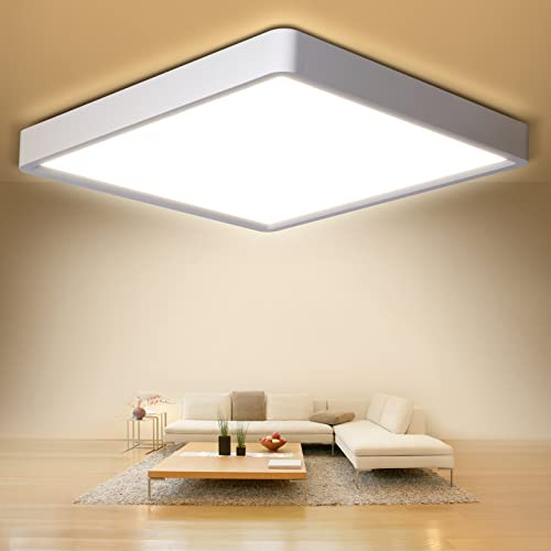 Defurhome LED Quadrat Deckenleuchte Flach,18W(Ersetzt 100W Glühbirne),1500LM,IP54 Wasserfest Badlampe,3cm Ultra Dünn,4000K Neutralweiß,Ideal für Wohnzimmer,Küche,Balkon,22cm(Weiß)
