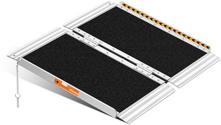 TaiH Leo Tragbare Rollstuhlrampe 60 cm, Türrampen für Rollstühle, 362,9 kg Kapazität, faltbar, rutschfest, Aluminium, Handicap-Rampe für Rollstühle für Zuhause, Treppen, Türen, Auto, Bordsteine