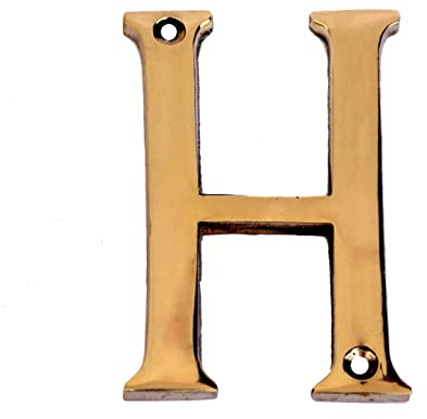eSplanade - Brass House Hotel Door Name Alphabets - Wall Door Plaque Letter Alphabet - 3 Inches - Golden (A Alphabet) (H Alphabet-3)