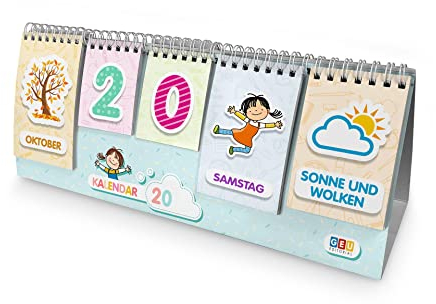 Kinder Kalender -Zeitlos Illustrierte Karten - Zum Lernen dem Datum, der Wochentage - Monate Jahre und Jahreszeiten - Kombinierbare Wimpern - Für Kinder ab 5 Jahren (Deutsch)