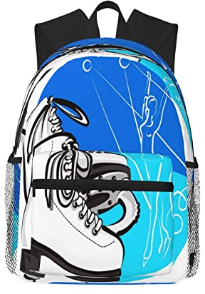 Reiserucksack für Jungen, Mädchen, Kinder, Eiskunstlauf, Skater, Stiefel, Rucksäcke, Kinder, Schultasche, Büchertasche, Tagesrucksack für Männer und Frauen