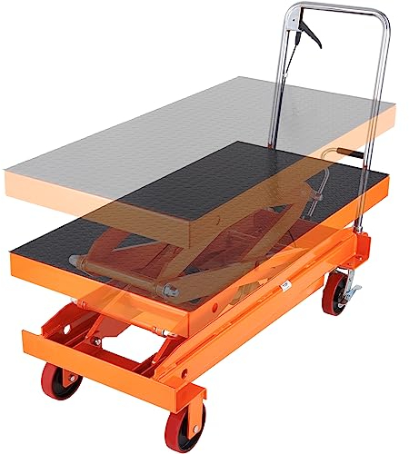 VEVOR Carrello Elevatore Idraulico, Capacità 800kg, Altezza di Sollevamento 500-1500 mm, Piattaforma Elevatore Manuale a Forbice Doppia con 4 Ruote Cuscinetto Antiscivolo, Carrello Idraulico a Forbice
