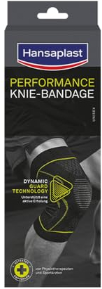 Hansaplast Performance Knie-Bandage, Kniebandage stabilisiert & entlastet das Gelenk, Bandage für rechtes & linkes Kniegelenk unterstützt die aktive Erholung, Größe S/M