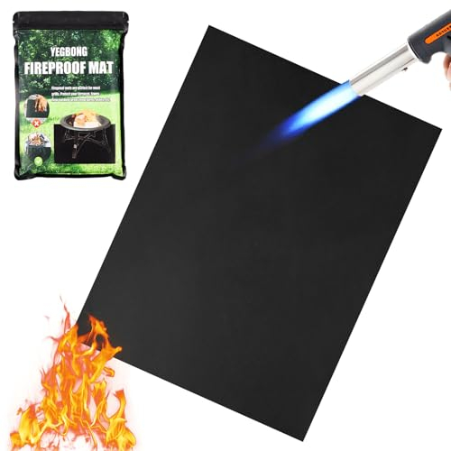 Base ignífuga de 120 x 100 cm, resistente al calor, esterilla de protección contra incendios, resistente al calor, alfombrilla para barbacoa, para Fireplace Lawn Camping Protección del suelo Negro