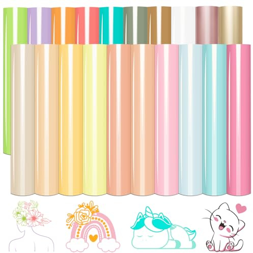 WRAPXPERT Pastel HTV Wärmetransfer-Vinyl-Bündel, Boho-Farbe, zum Aufbügeln, Vinyl für Kleidung, 30,5 x 25,4 cm, neutraler Ton, HTV, Pastellrosa/Lila/Creme, Vinylbögen, 20 Stück
