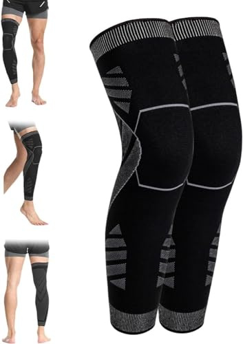 Flytex Compresión de Pierna Completa V2, Manguitos de Compresión para Rodillas y Piernas, Negro