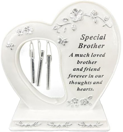 Angraves Special Brother Graveside Memorial Wind Chime Heart Grave Plaque Ornament Decoration